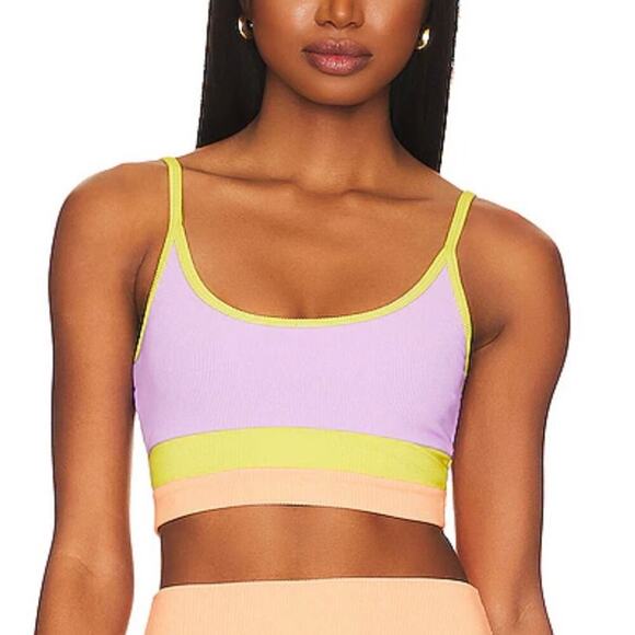Beach Riot Eva Top in Sundazed Colorblock Swim Swimsuit Bralette Bikini Small - Picture 2 of 8